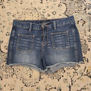 Lucky brand denim raw hem patch pocket shorts